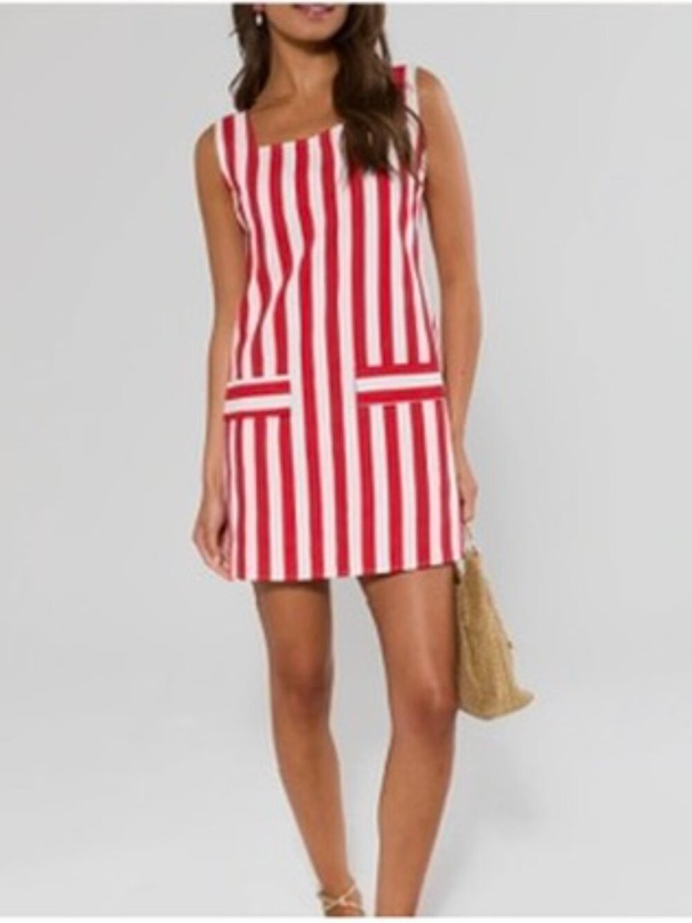 New Avara Boutique Red White Striped Dress XS Game Day Patriotic